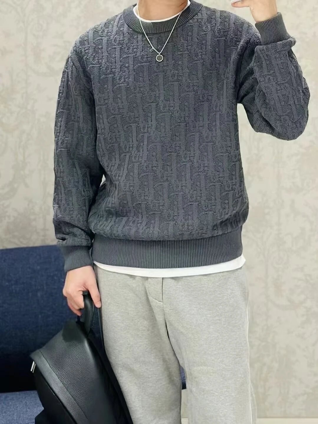 RD-C367 · Tonal Motif Crewneck Sweater showcase view 5
