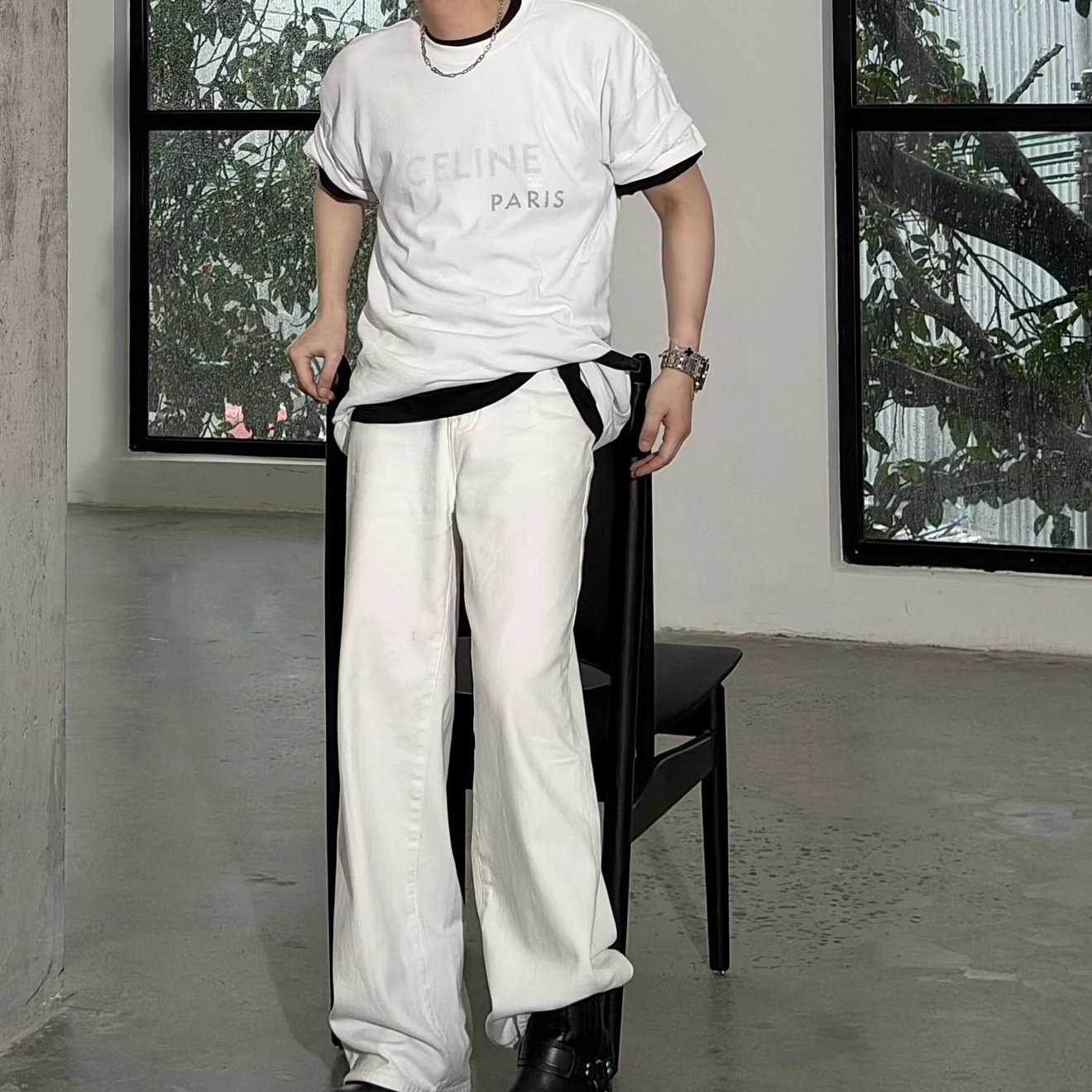 RD-C145 · Layered Logo-Print Cotton T-Shirt showcase view 4