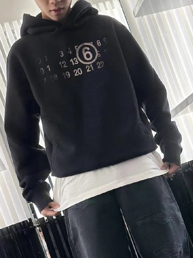 RD-C262 · Number-Graphic Distressed Hoodie showcase view 7