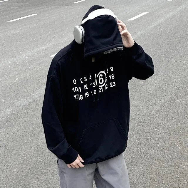 RD-C262 · Number-Graphic Distressed Hoodie showcase view 14