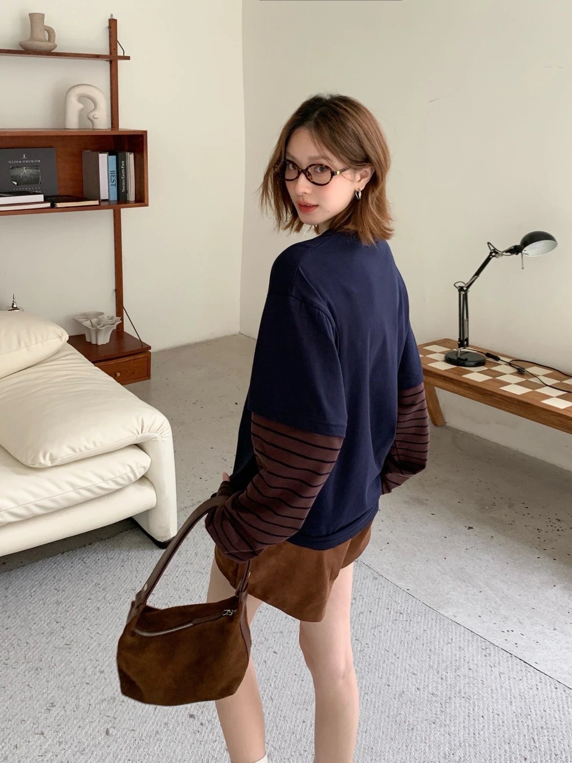 RD-C396 · Layered Striped-Sleeve T-Shirt showcase view 3