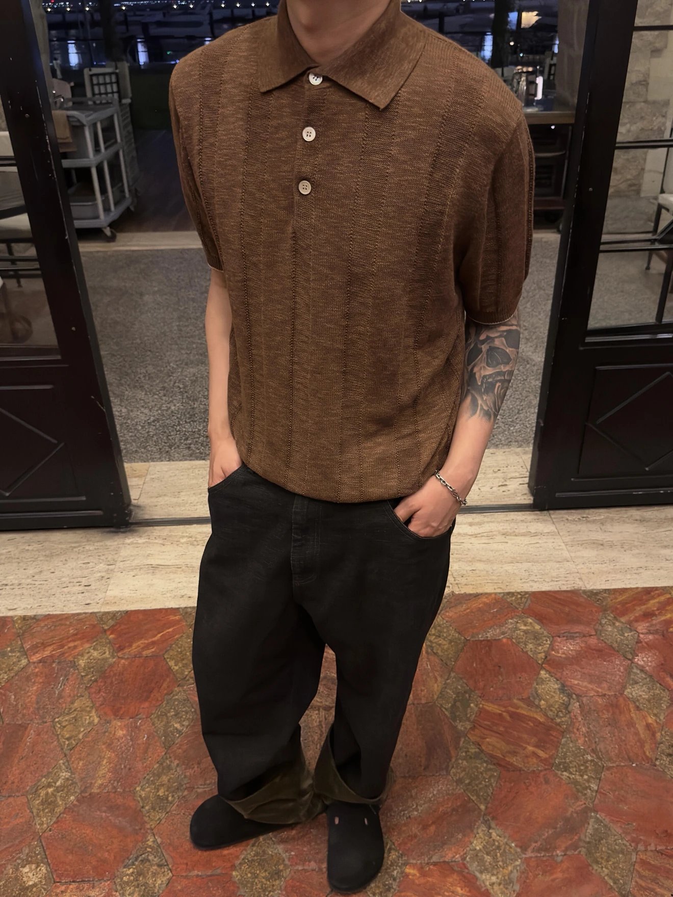 RD-C103 · Wide-Rib Cotton-Linen Knit Polo showcase view 5