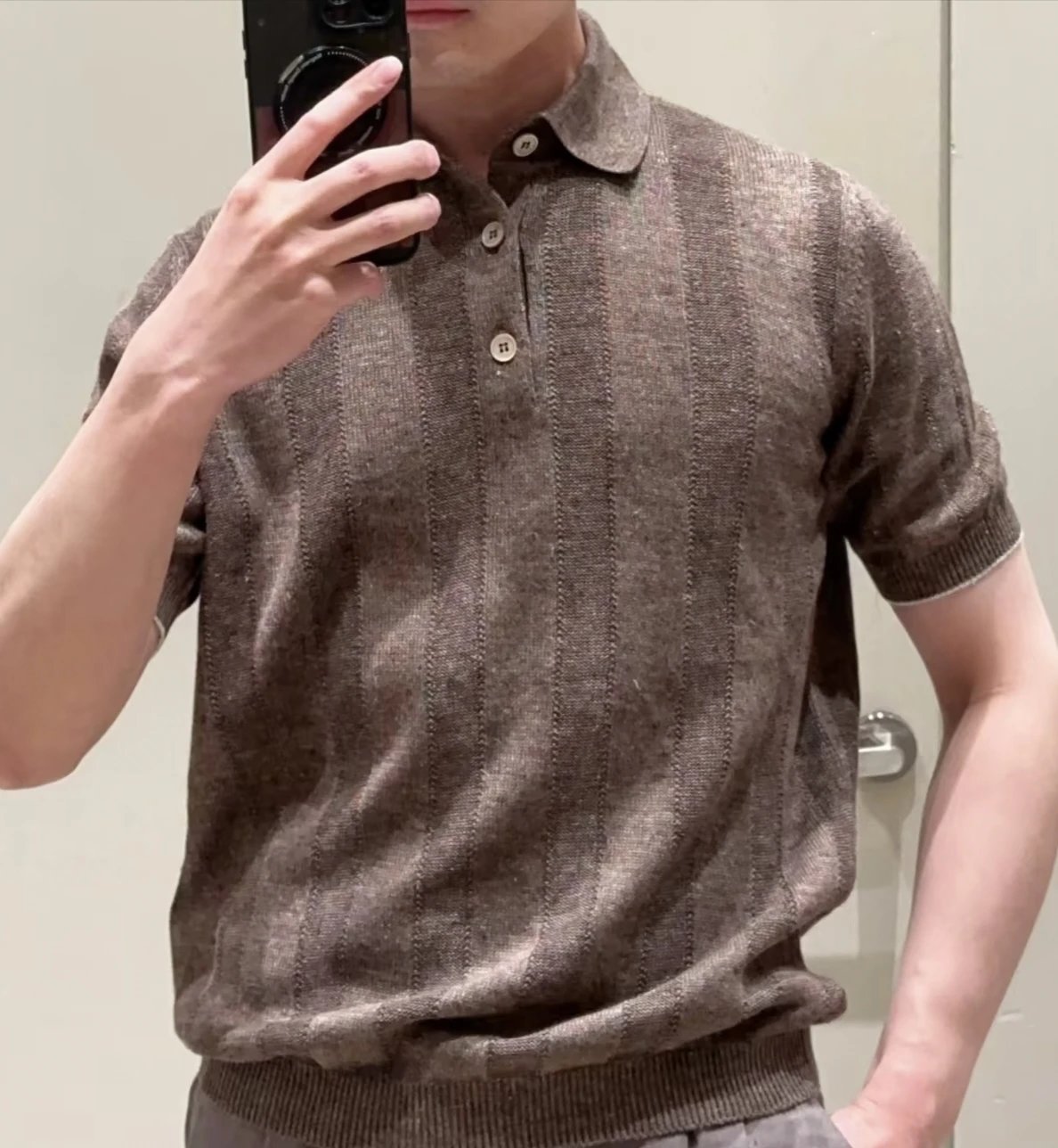 RD-C103 · Wide-Rib Cotton-Linen Knit Polo showcase view 7