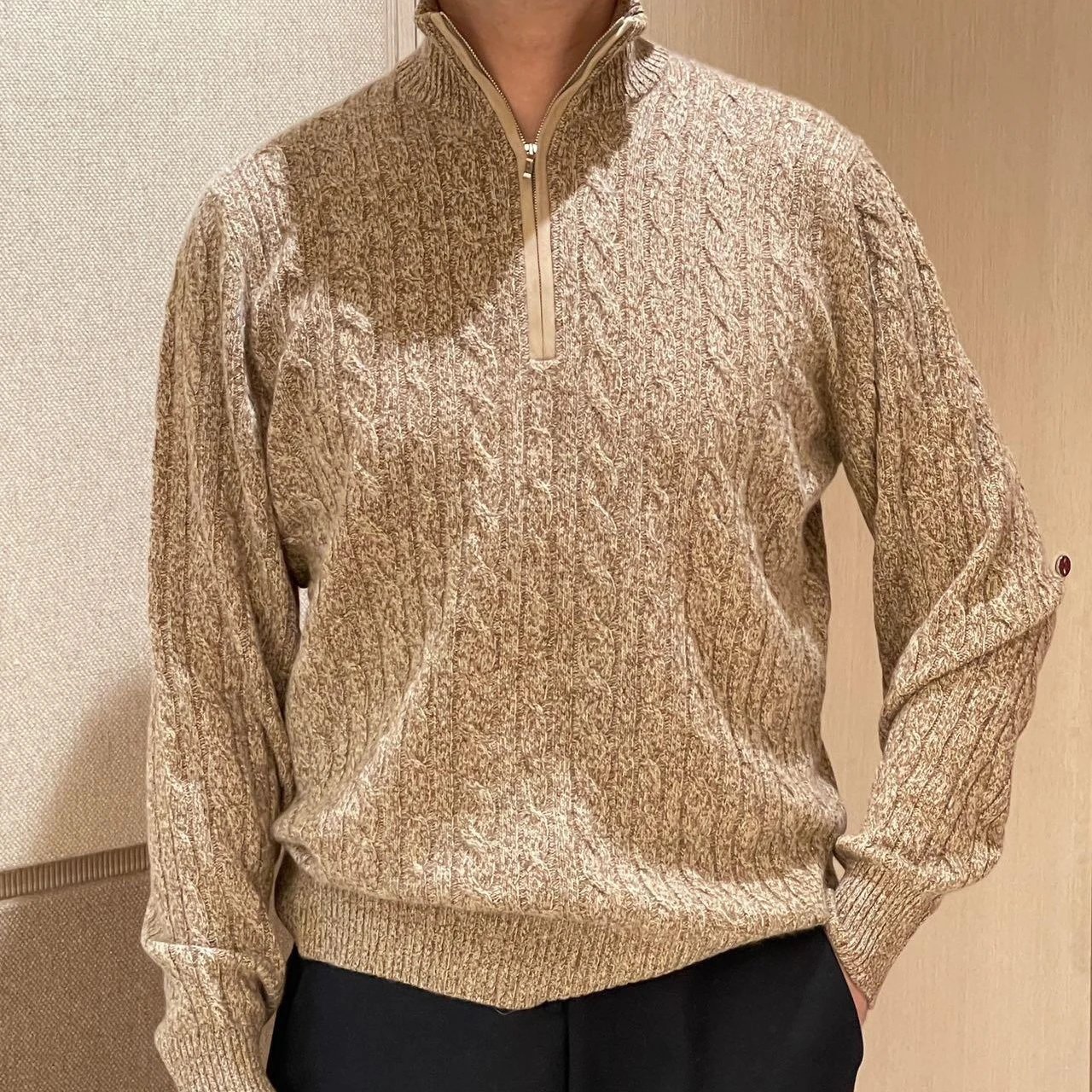 RD-C368 · Cashmere-Blend Cable-Knit Half-Zip Sweater showcase view 3