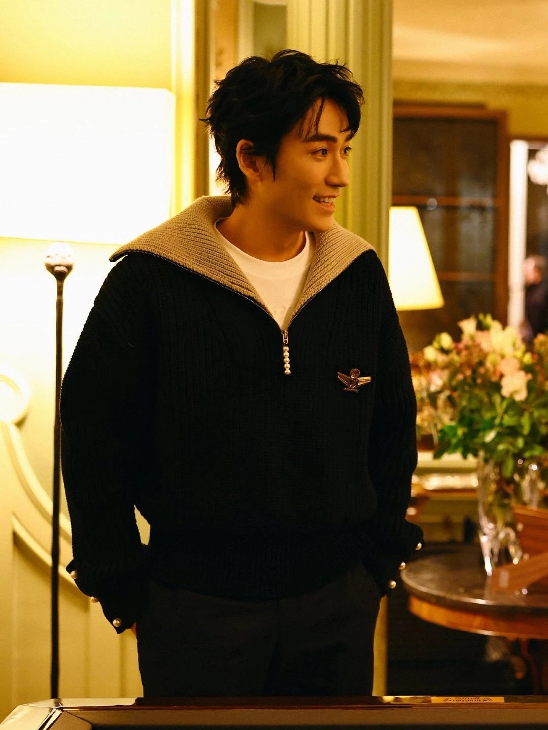 RD-C369 · Mercerized Wool Half-Zip Pearl Sweater showcase view 8