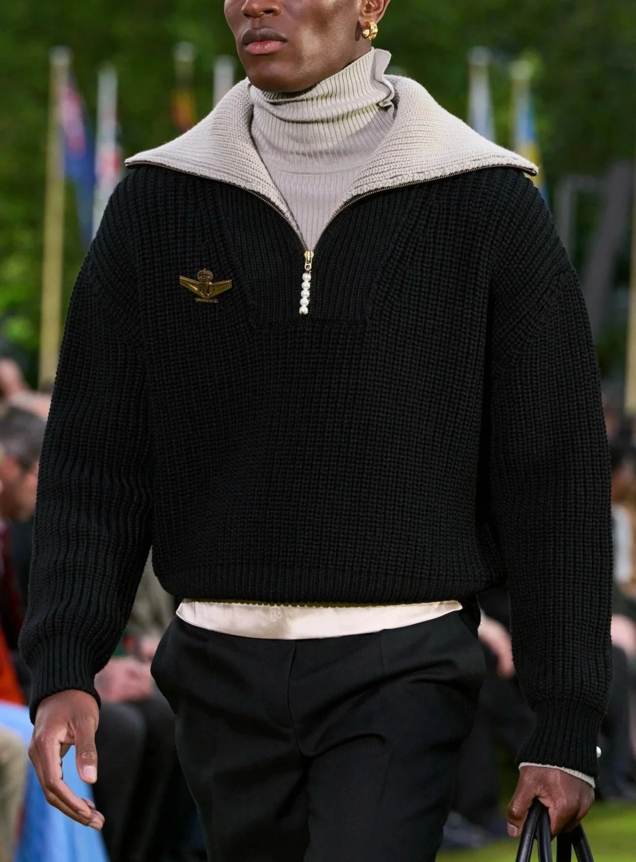RD-C369 · Mercerized Wool Half-Zip Pearl Sweater showcase view 7
