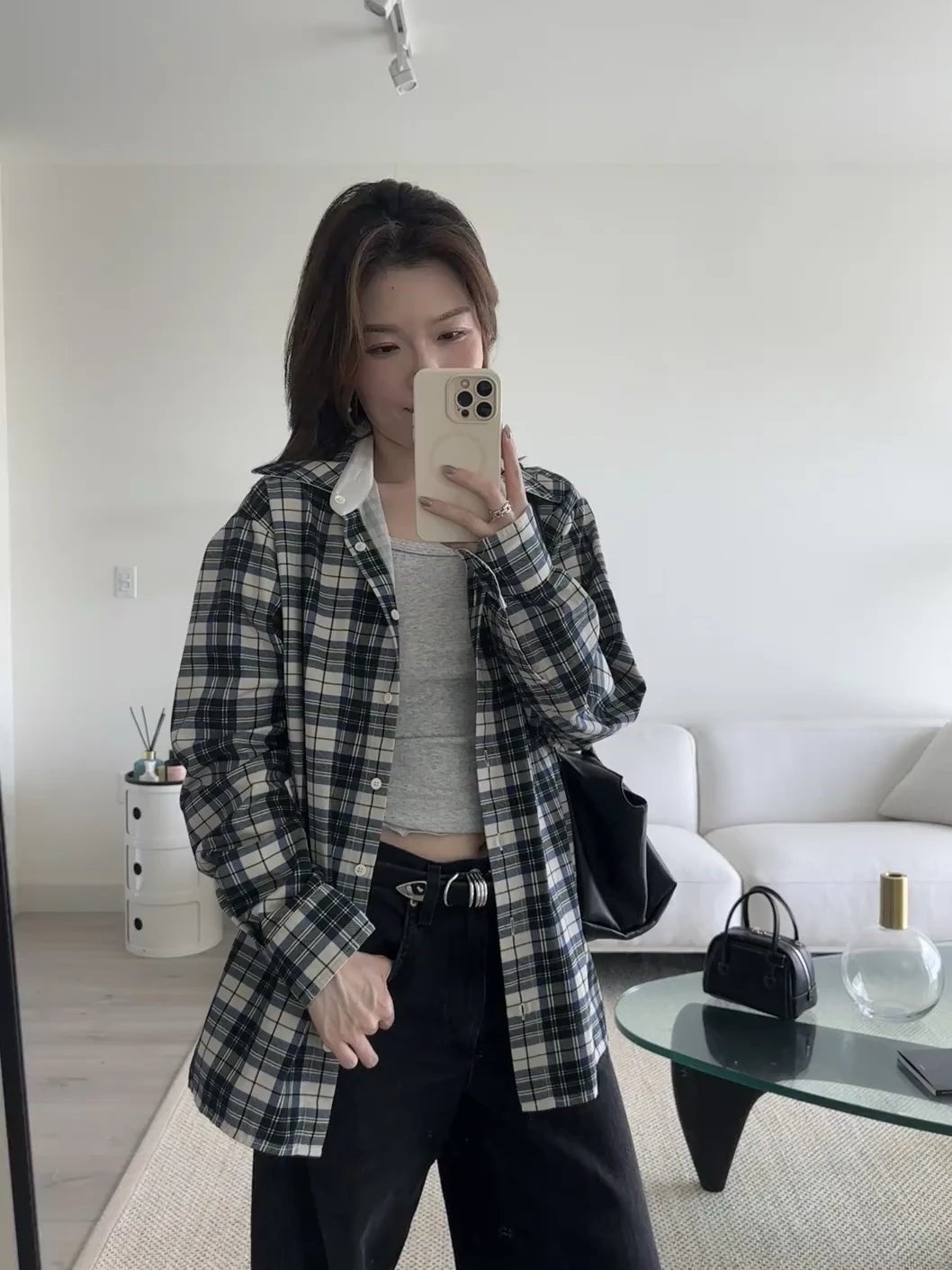 RD-C337 · Reversible Patchwork Check Shirt showcase view 2
