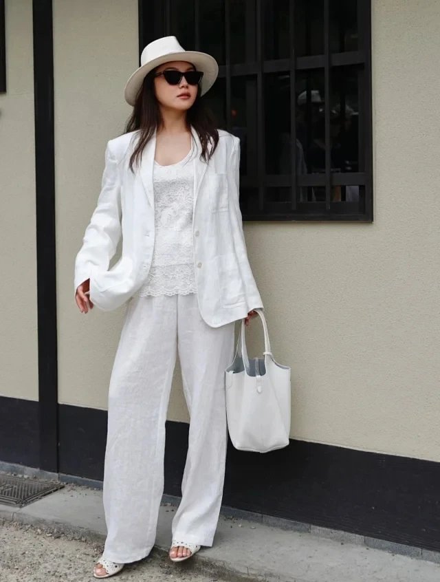 RD-C417 · White Linen Drawstring Wide-Leg Trousers showcase view 11