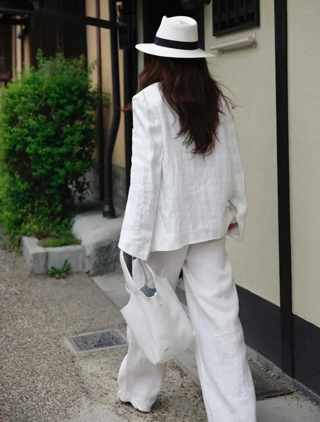 RD-C417 · White Linen Drawstring Wide-Leg Trousers showcase view 6