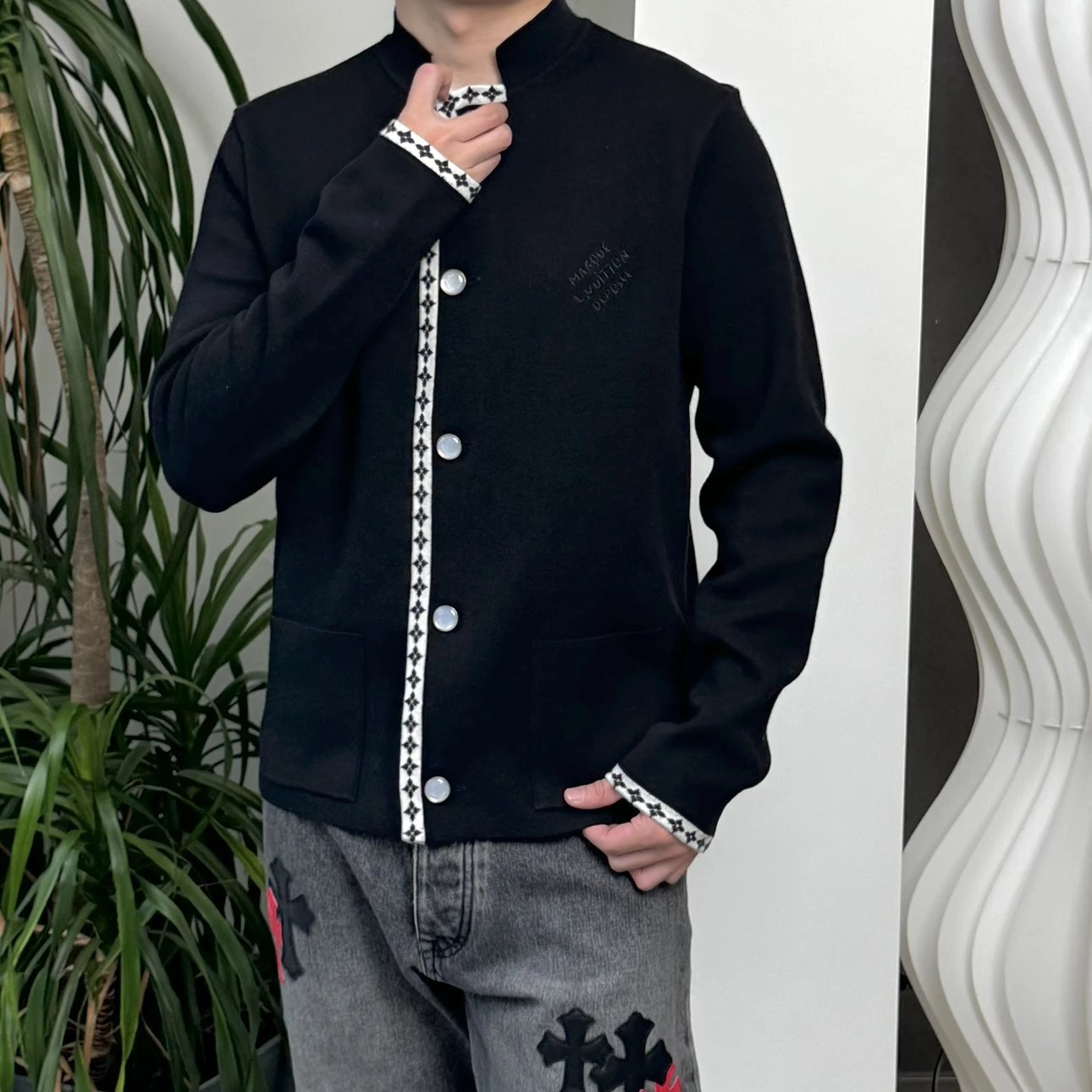 RD-C230 · Wool Knit Collarless Jacket showcase view 1