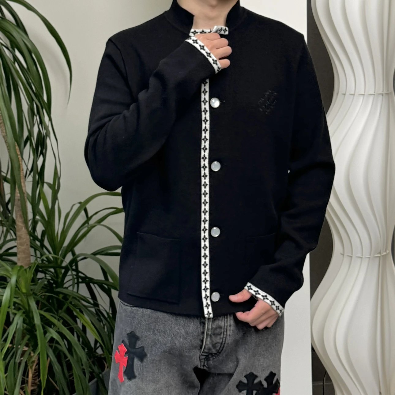 RD-C230 · Wool Knit Collarless Jacket showcase view 2