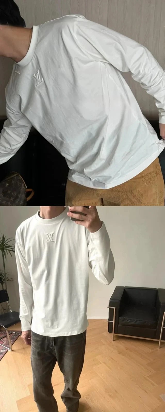 RD-C398 · Embossed Logo Crewneck Long-Sleeve T-Shirt showcase view 7