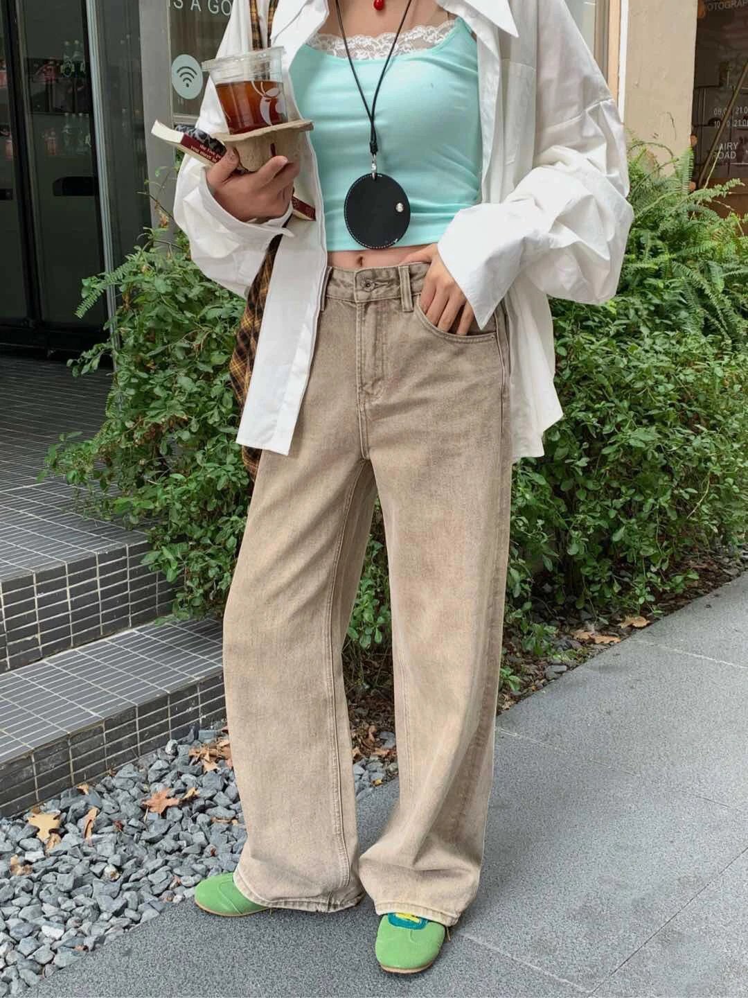 RD-C418 · Light Brown Straight-Leg Logo Jeans showcase view 6