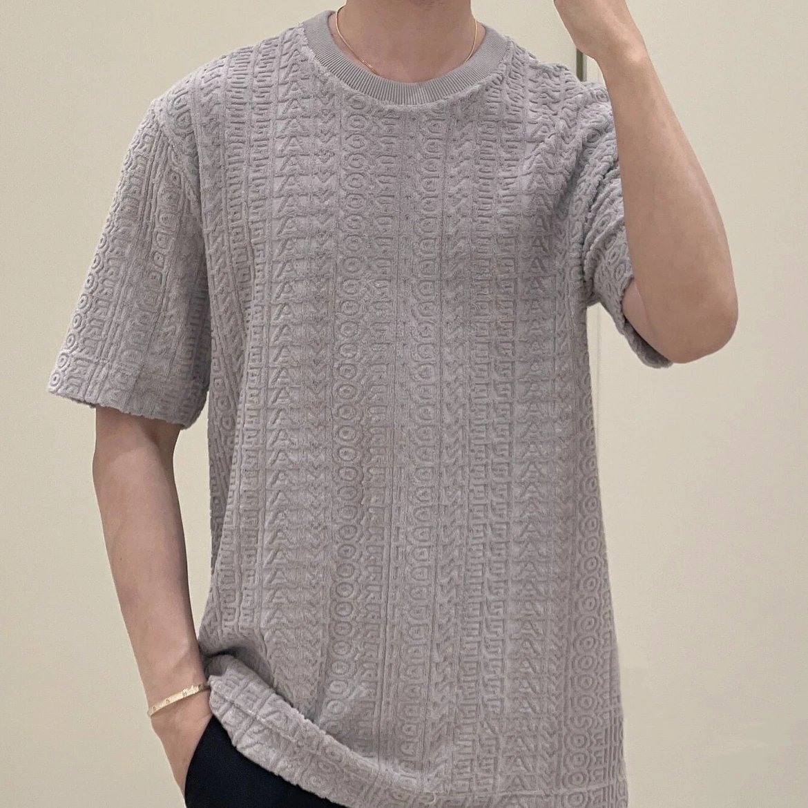 RD-C161 · Textured Towel-Knit Short-Sleeve T-Shirt showcase view 1