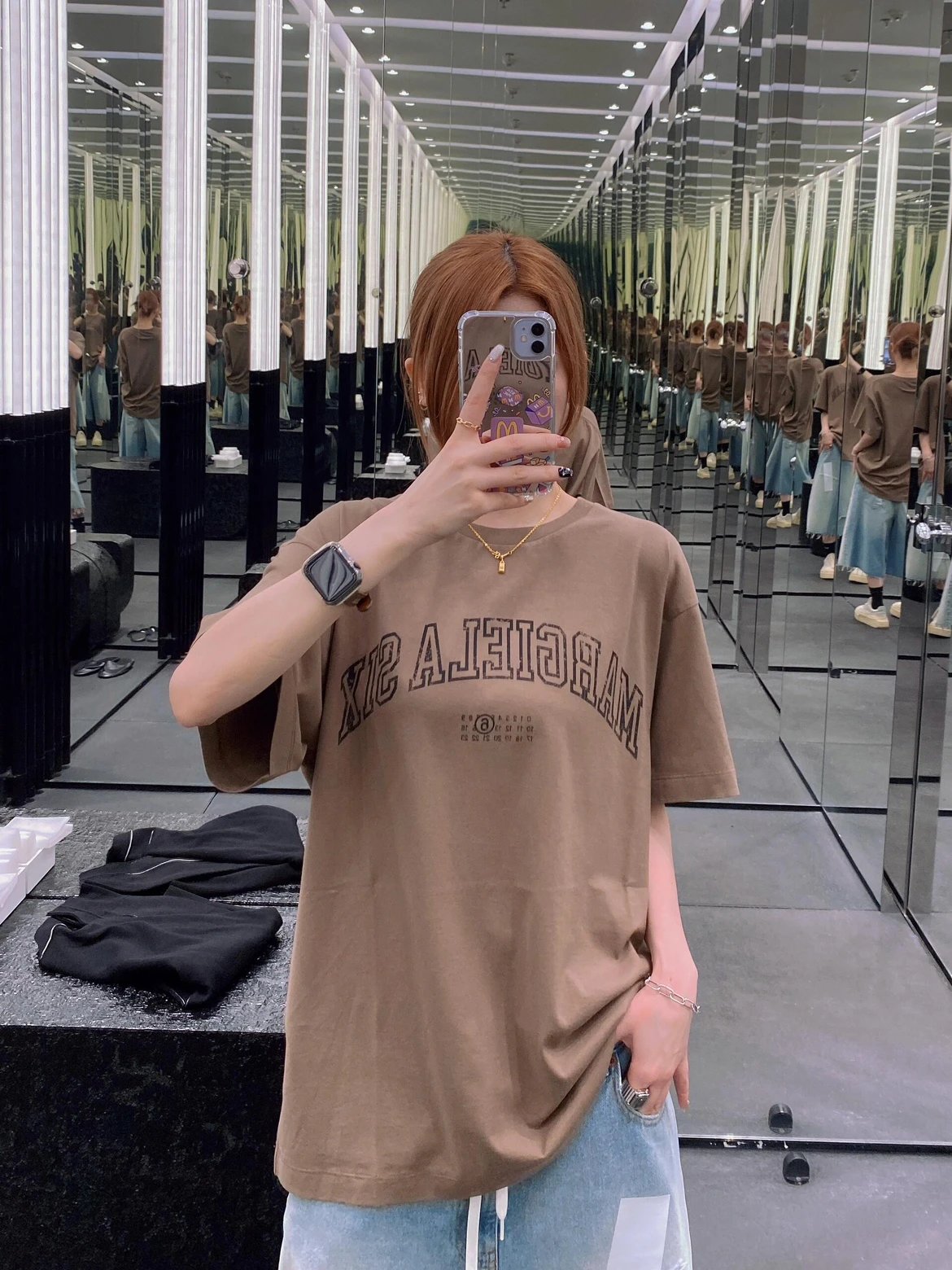 RD-C162 · Logo Print Short-Sleeve T-Shirt — Light Brown showcase view 6