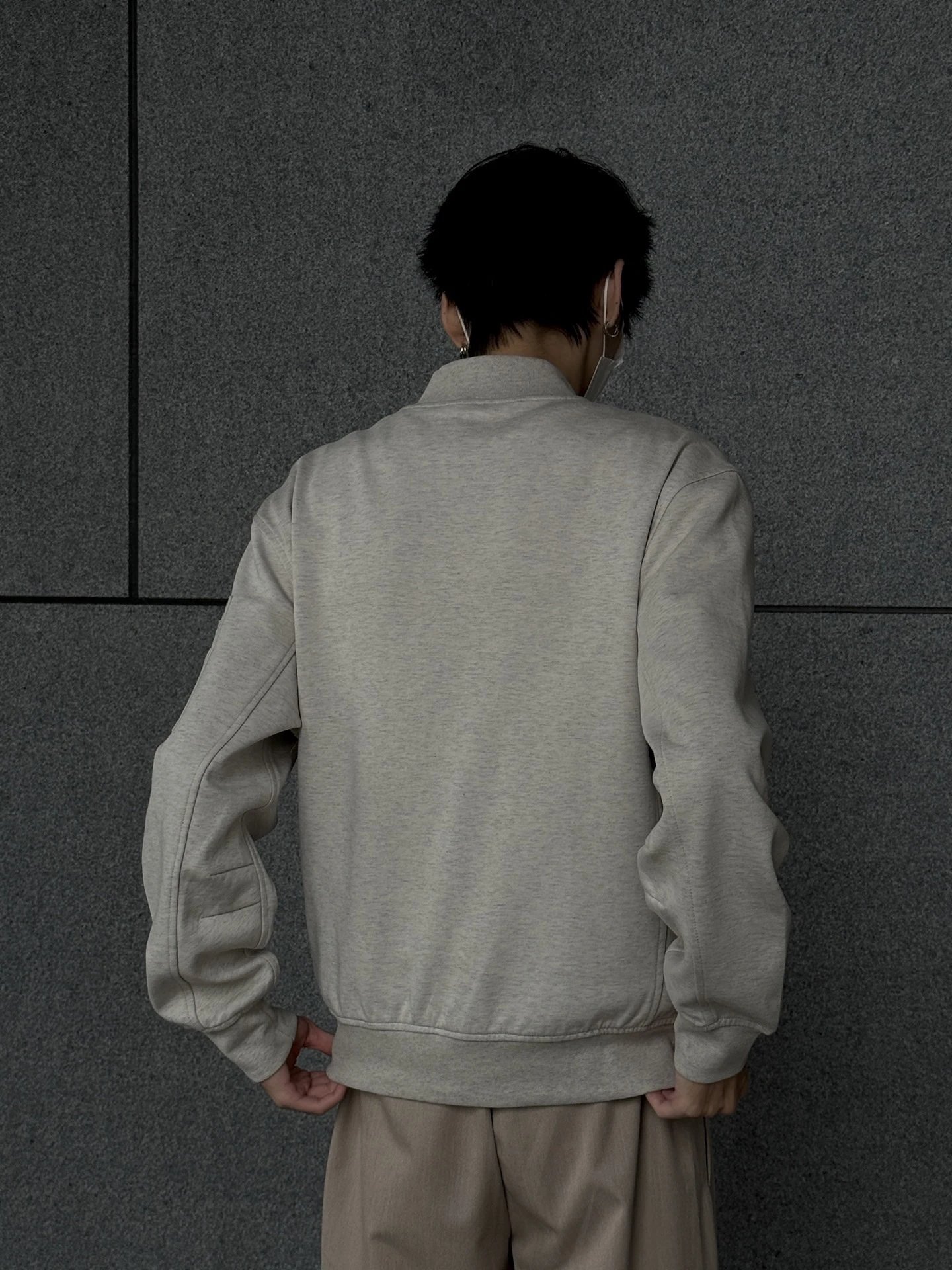RD-C231 · Light Grey Logo-Embroidered Zip Bomber Jacket showcase view 7