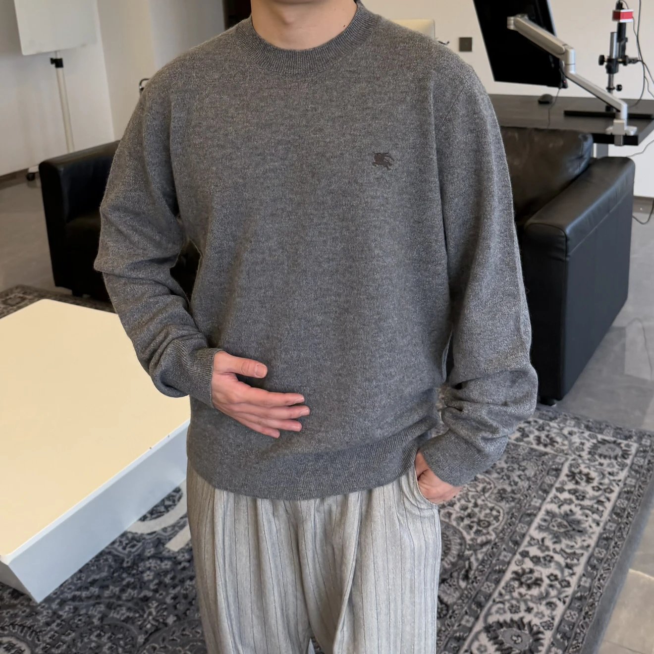 RD-C399 · Classic Grey Embroidered Cashmere-Blend Crewneck showcase view 9