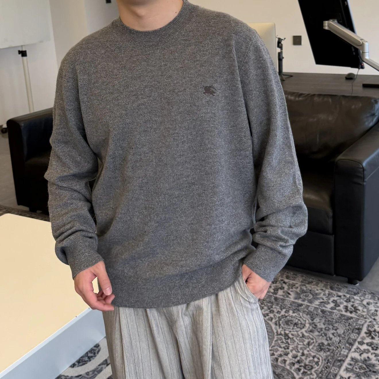 RD-C399 · Classic Grey Embroidered Cashmere-Blend Crewneck showcase view 10