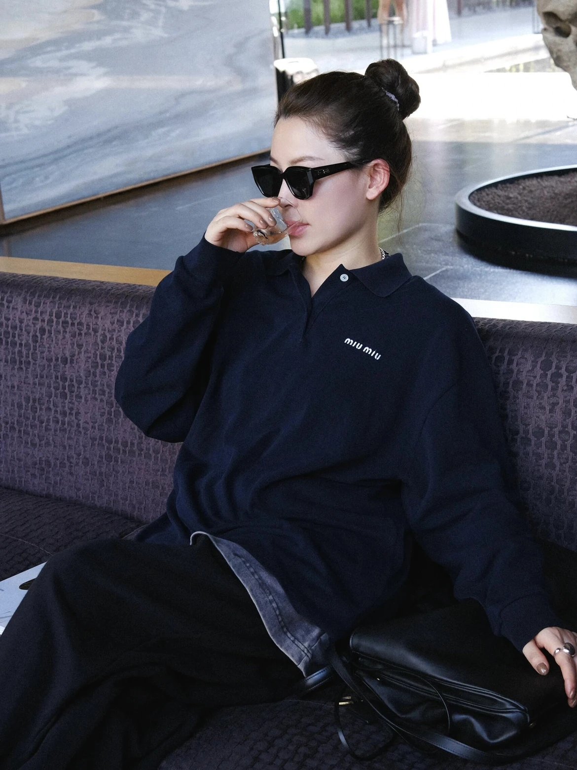 RD-C400 · Navy Logo Long-Sleeve Polo showcase view 5