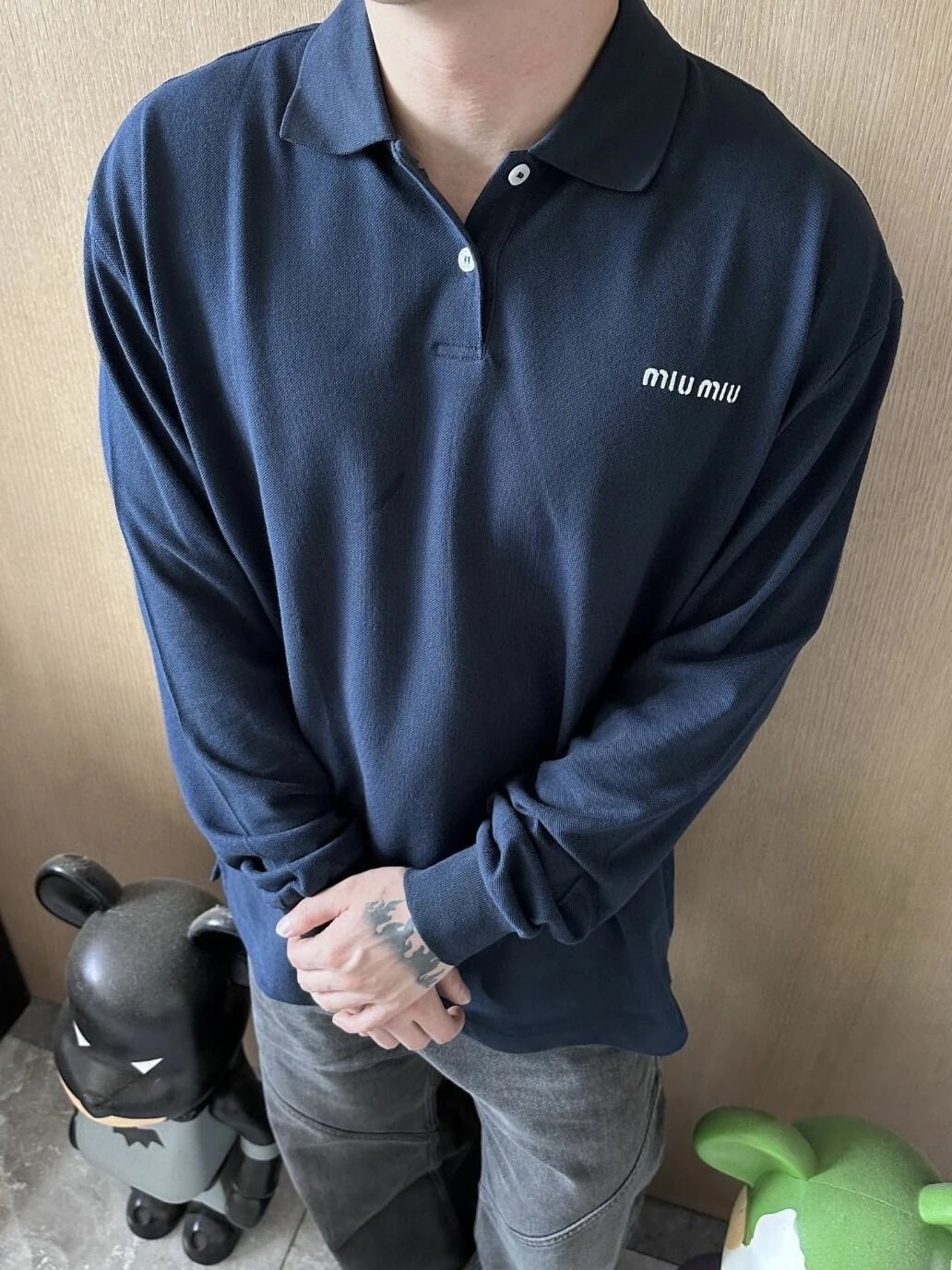 RD-C400 · Navy Logo Long-Sleeve Polo showcase view 6