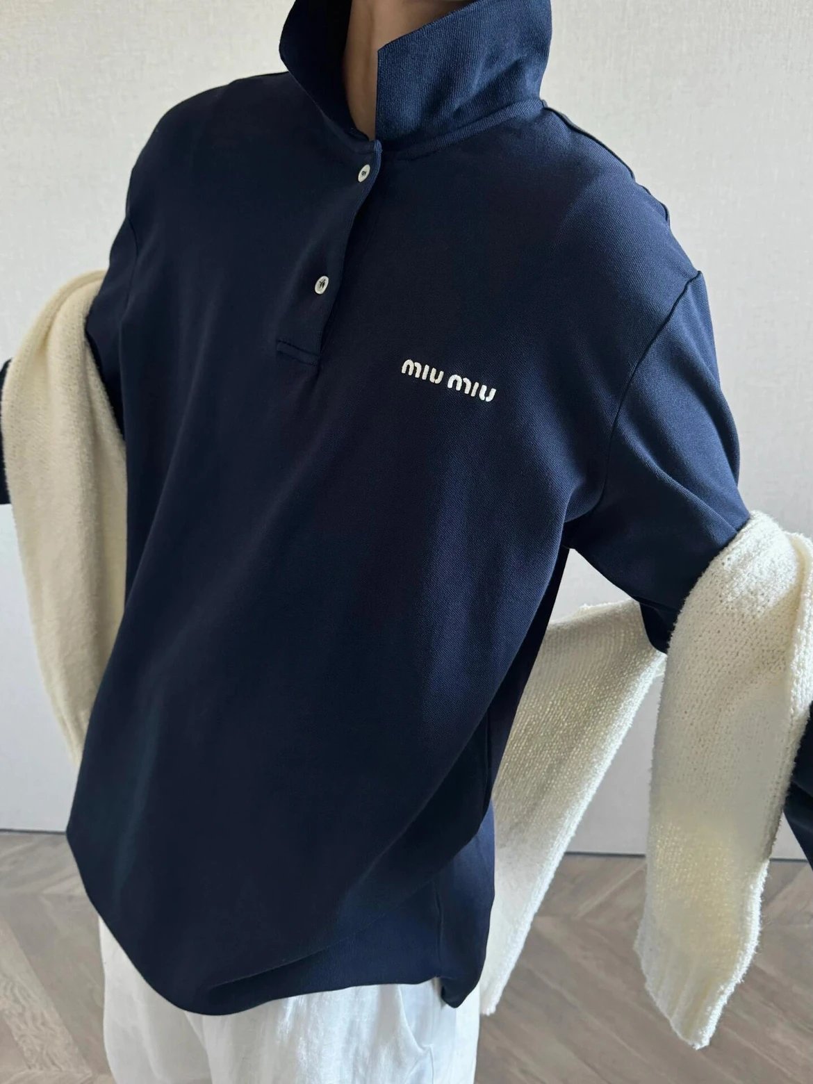 RD-C400 · Navy Logo Long-Sleeve Polo showcase view 7