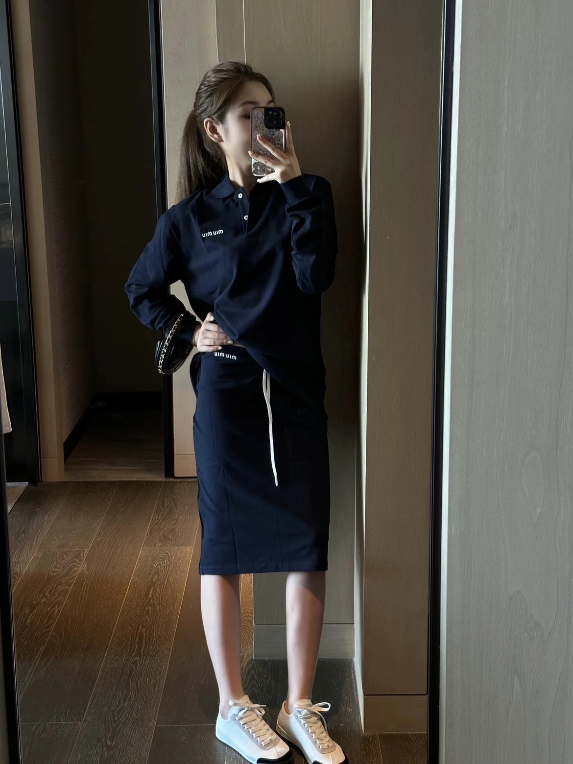 RD-C400 · Navy Logo Long-Sleeve Polo showcase view 9