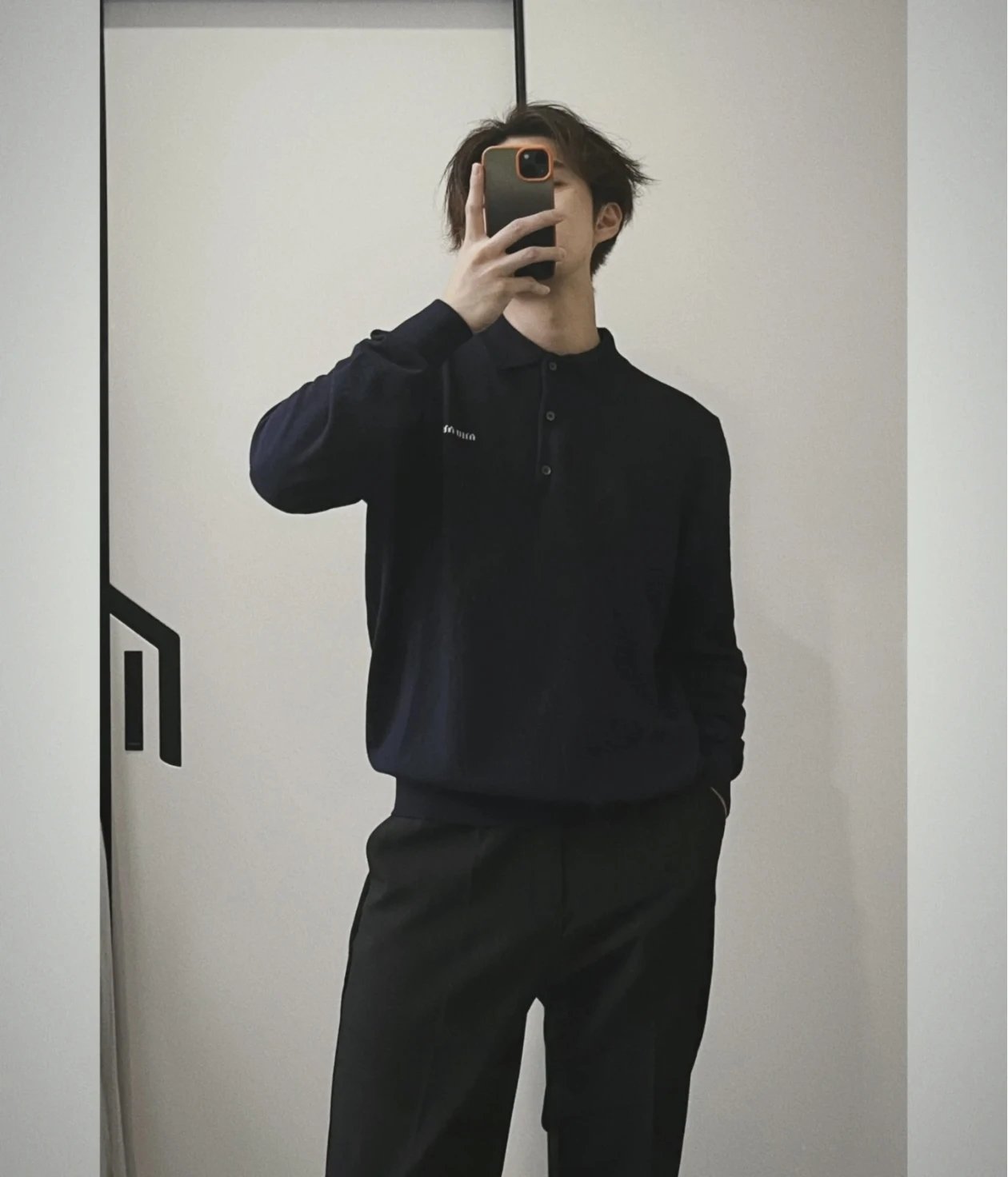 RD-C400 · Navy Logo Long-Sleeve Polo showcase view 10