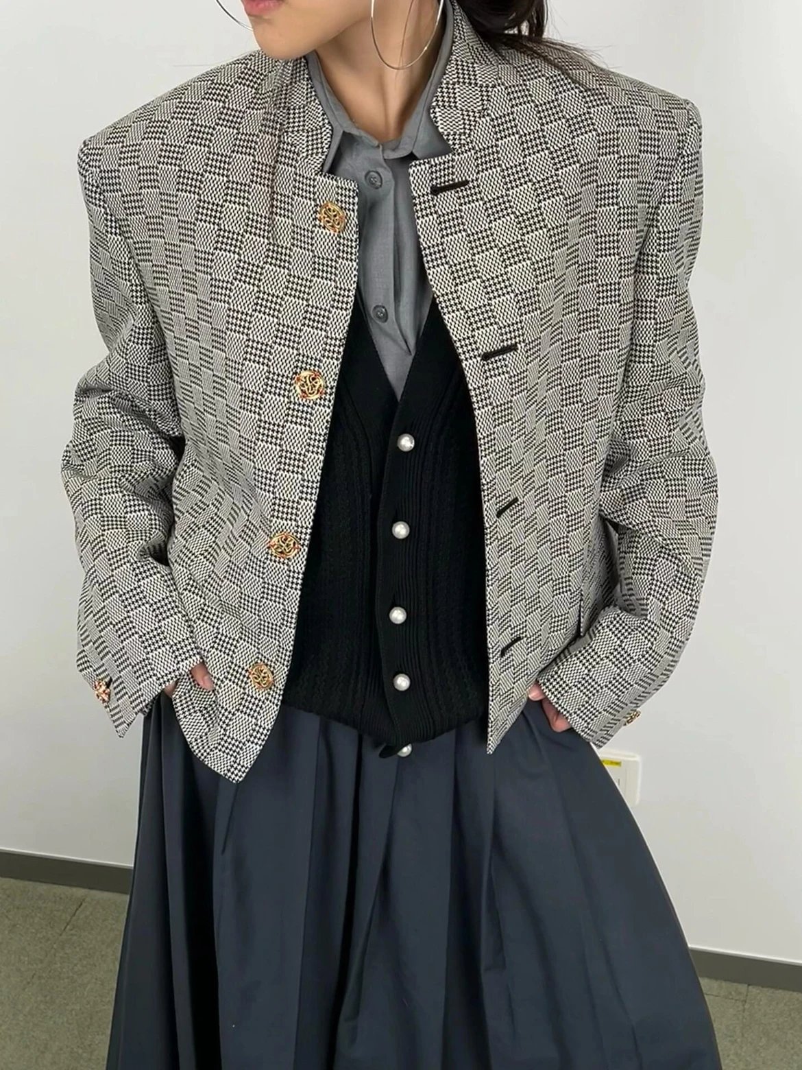 RD-C232 · Houndstooth Cropped Jacket showcase view 5