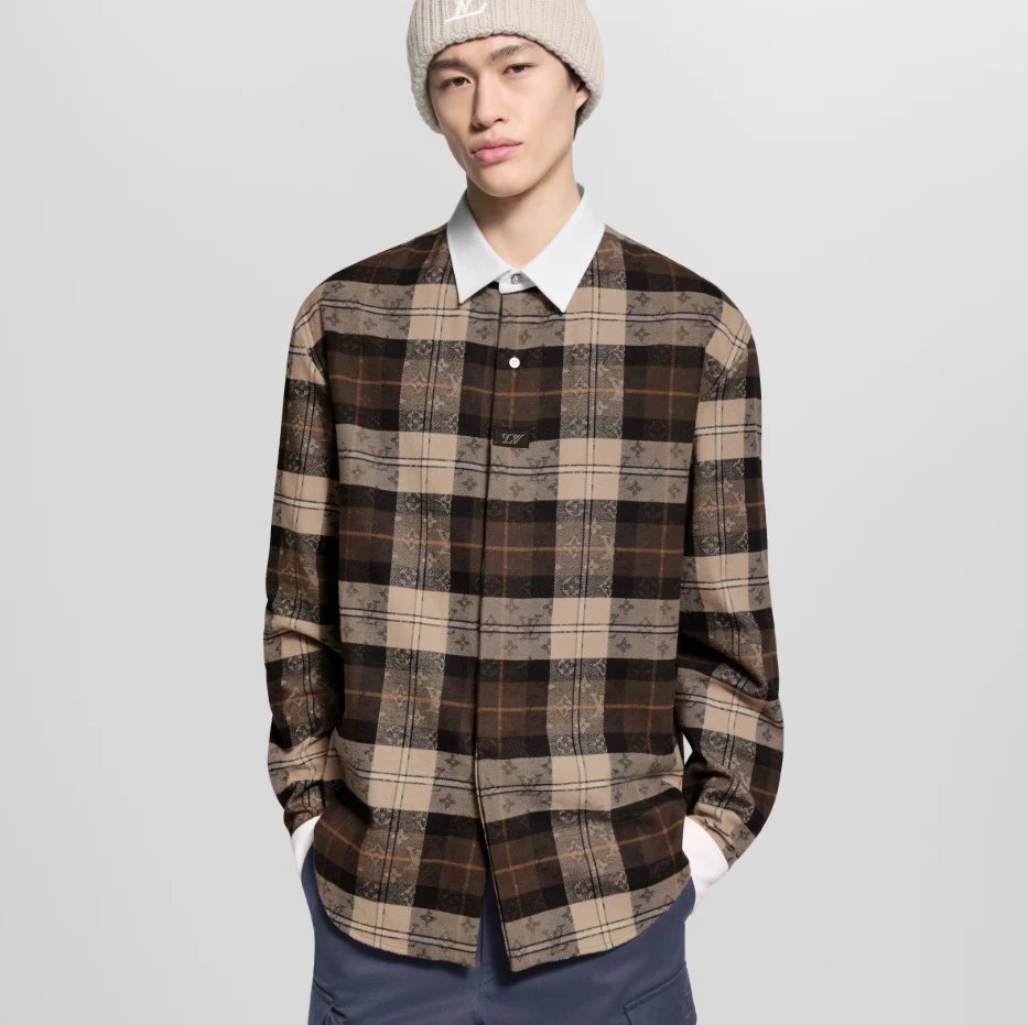 RD-C341 · Maillard Check Layered-Collar Polo Shirt showcase view 3