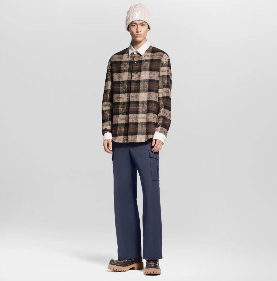 RD-C341 · Maillard Check Layered-Collar Polo Shirt showcase view 5