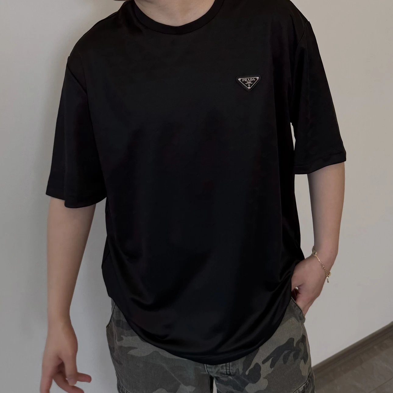 RD-C050 · Logo-Plaque Plain-Knit T-Shirt showcase view 3