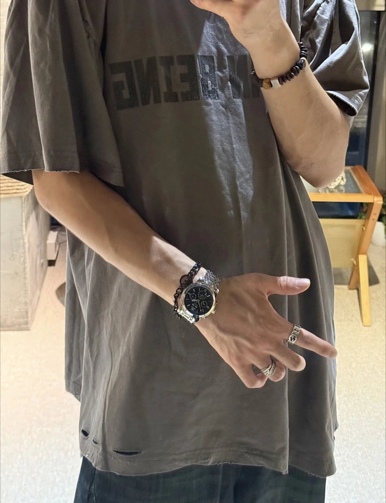 RD-C172 · Human Being Oversized Distressed T-Shirt showcase view 14