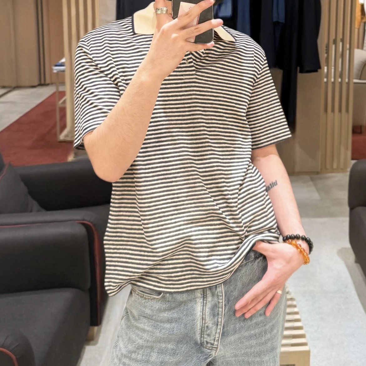 RD-C176 · Contrast-Stripe Knit Polo showcase view 1