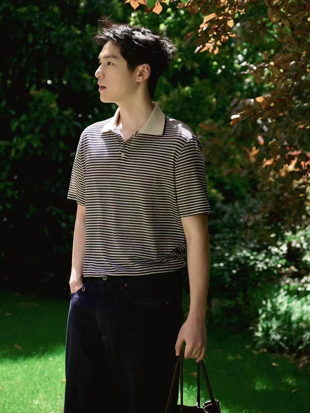 RD-C176 · Contrast-Stripe Knit Polo showcase view 6