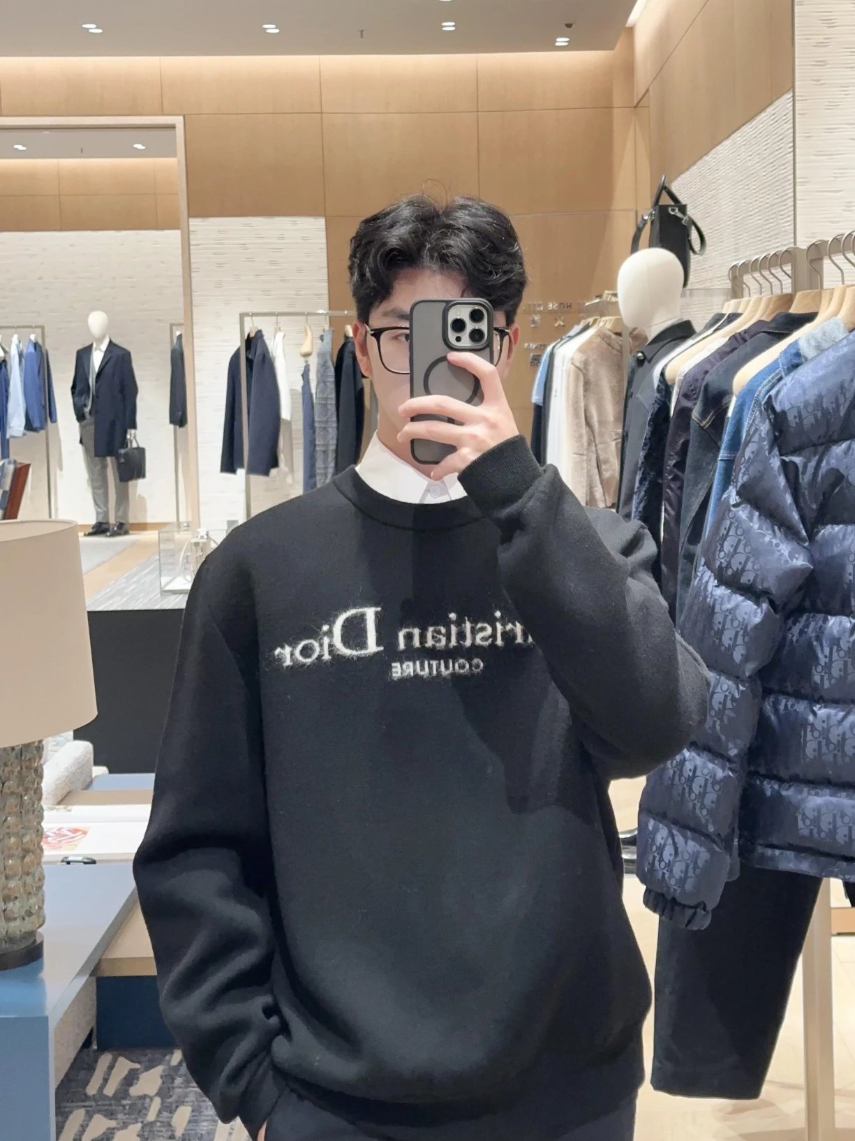RD-C374 · Black Letter-Jacquard Crewneck Sweater showcase view 2