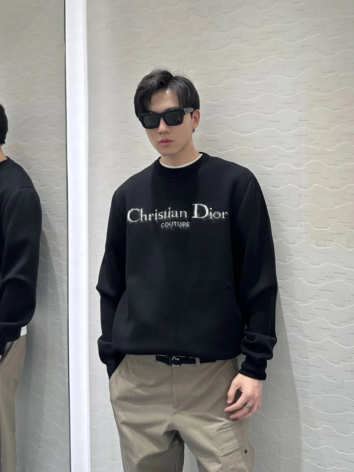 RD-C374 · Black Letter-Jacquard Crewneck Sweater showcase view 3