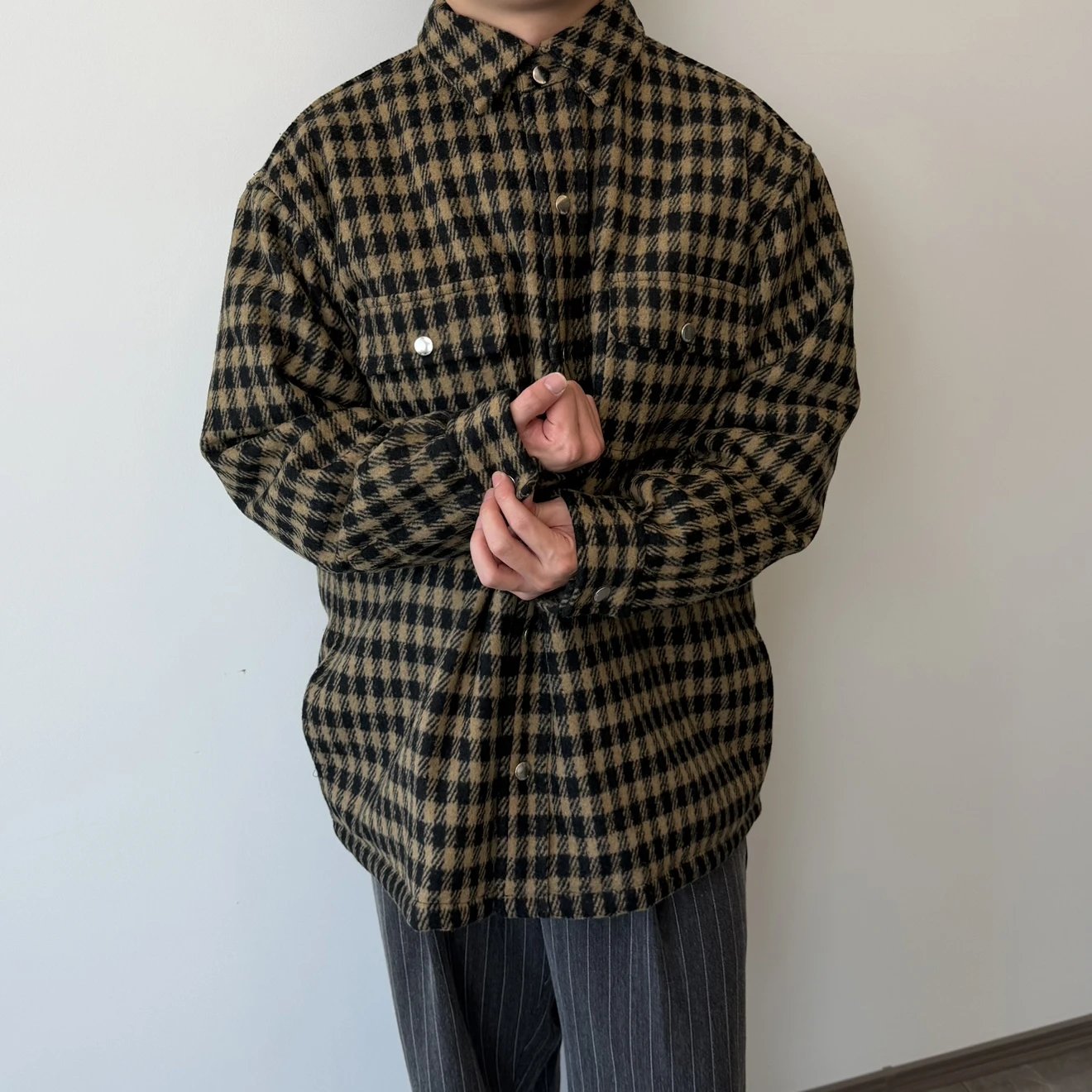RD-C344 · Brown Checked Wool-Look Overshirt showcase view 1