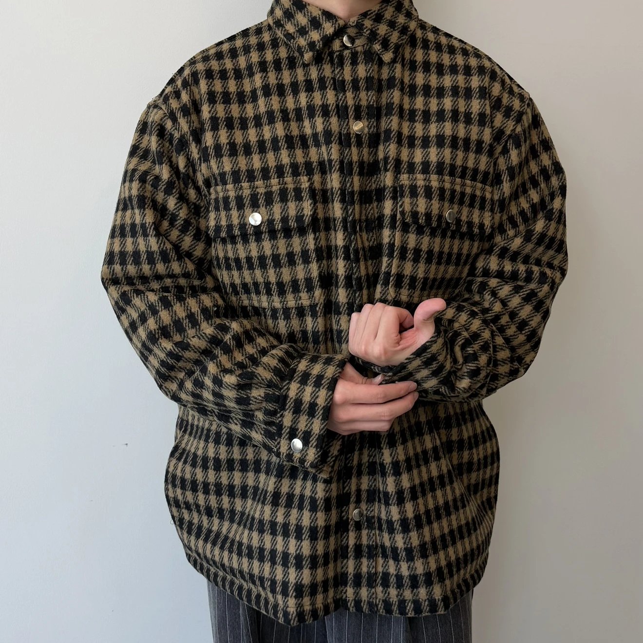 RD-C344 · Brown Checked Wool-Look Overshirt showcase view 2