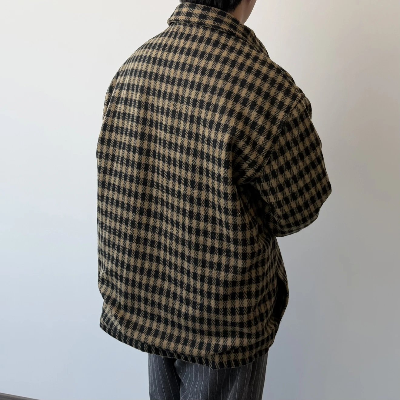 RD-C344 · Brown Checked Wool-Look Overshirt showcase view 3