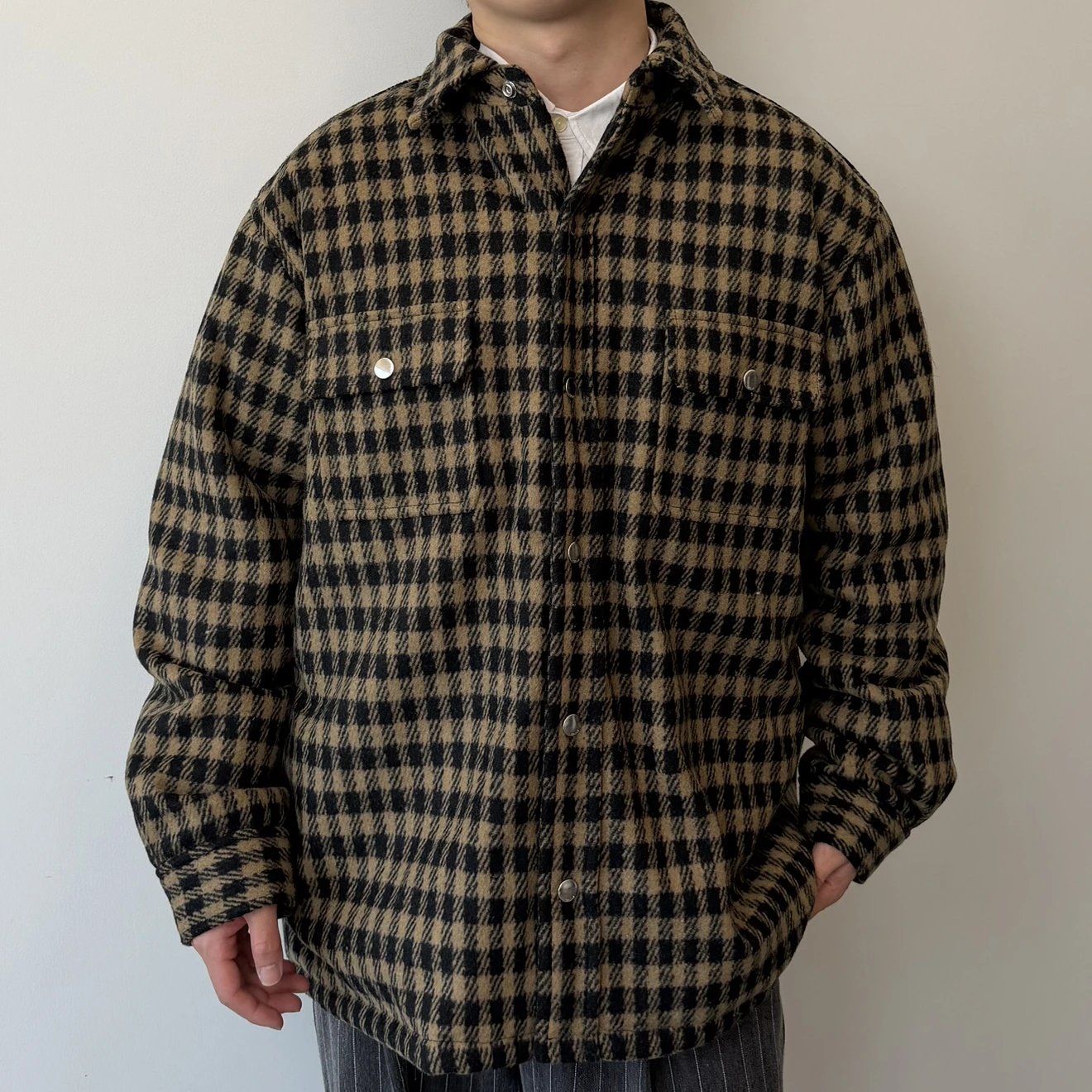 RD-C344 · Brown Checked Wool-Look Overshirt showcase view 5