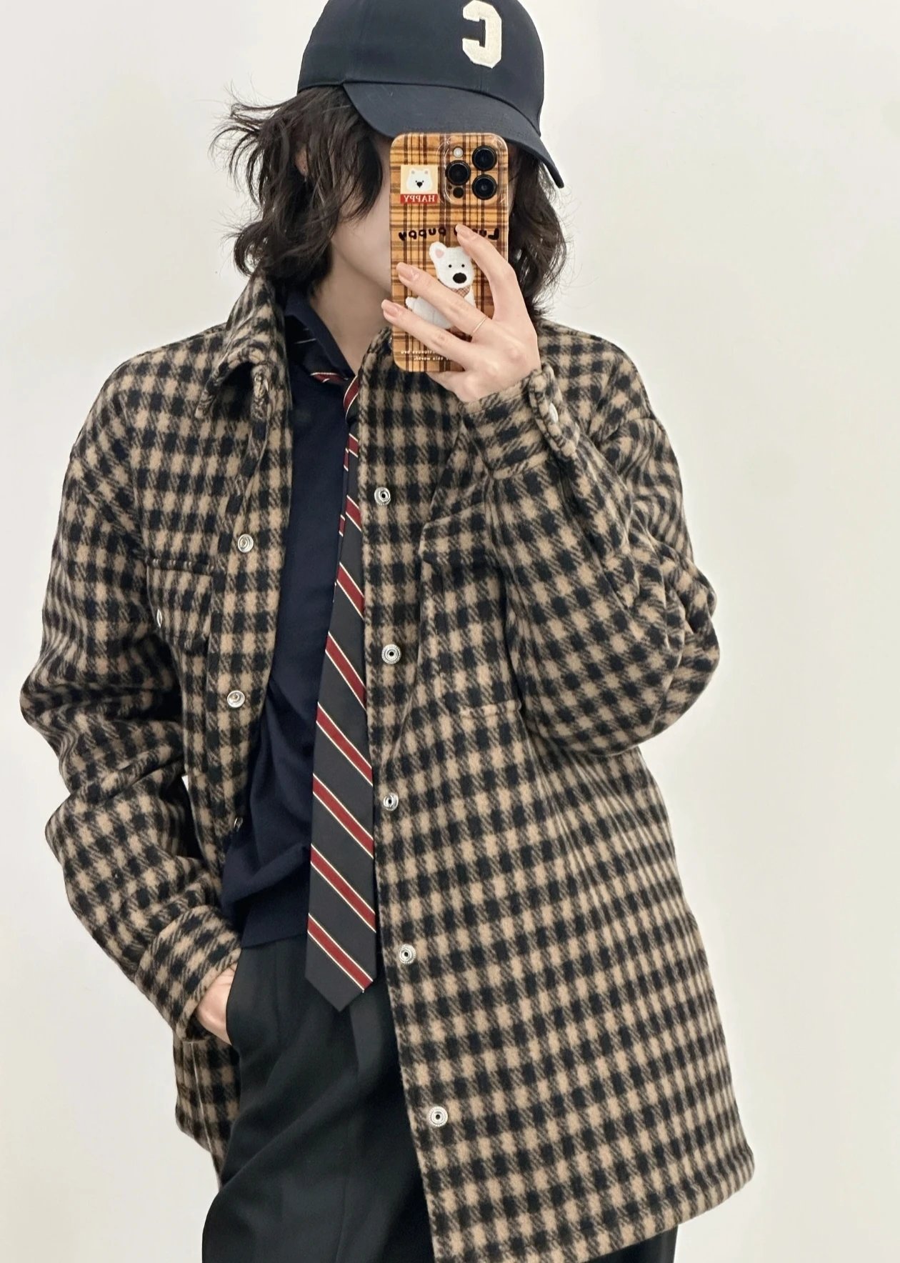 RD-C344 · Brown Checked Wool-Look Overshirt showcase view 9