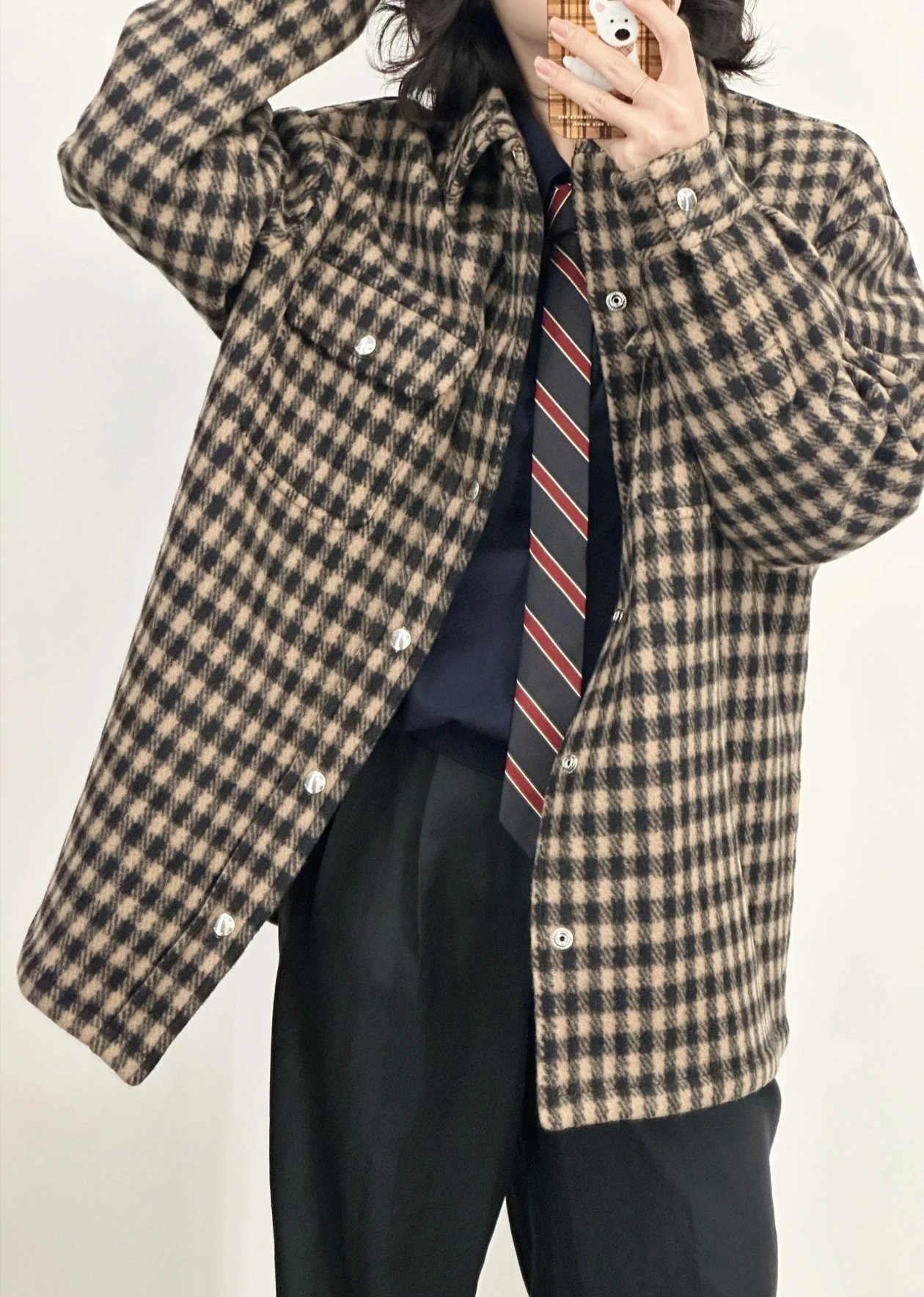 RD-C344 · Brown Checked Wool-Look Overshirt showcase view 11
