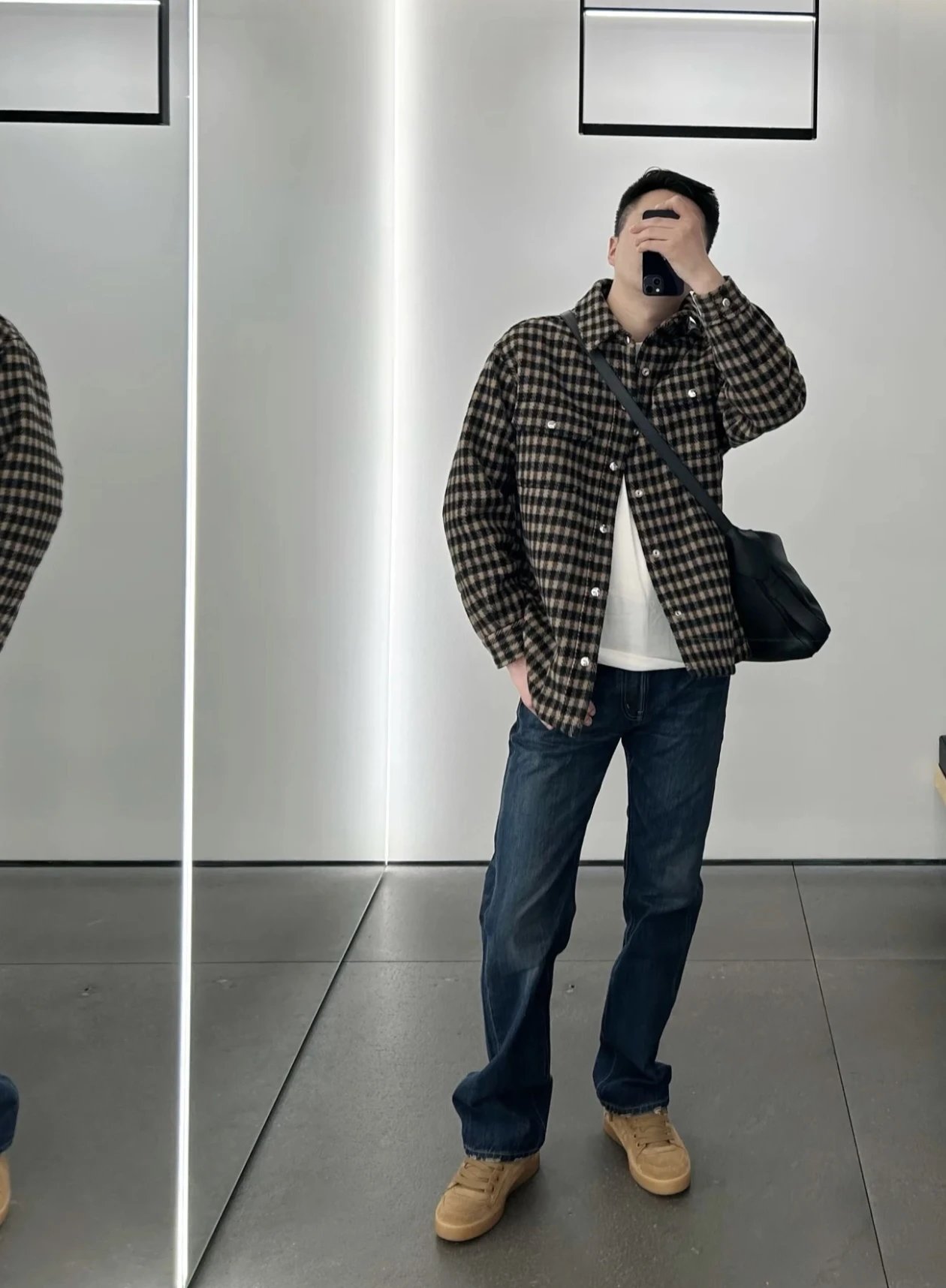 RD-C344 · Brown Checked Wool-Look Overshirt showcase view 25