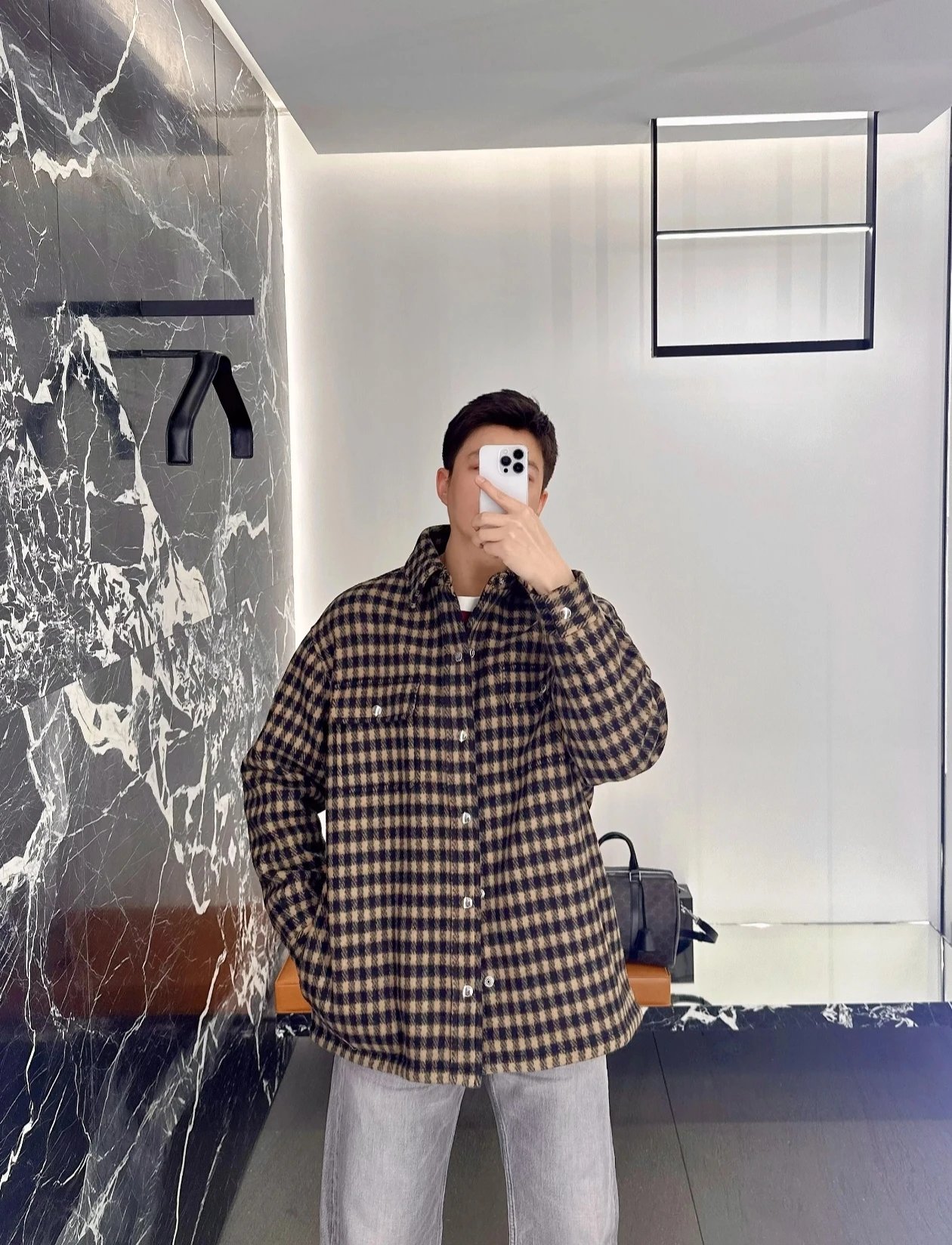 RD-C344 · Brown Checked Wool-Look Overshirt showcase view 24