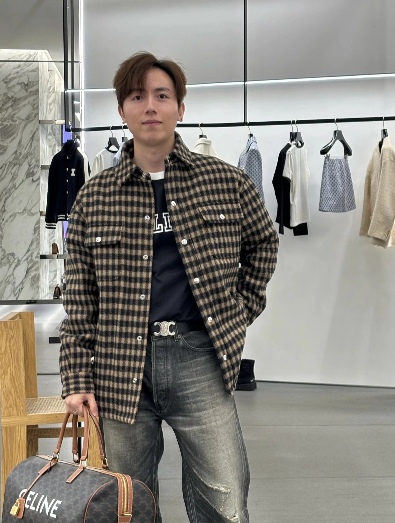 RD-C344 · Brown Checked Wool-Look Overshirt showcase view 22