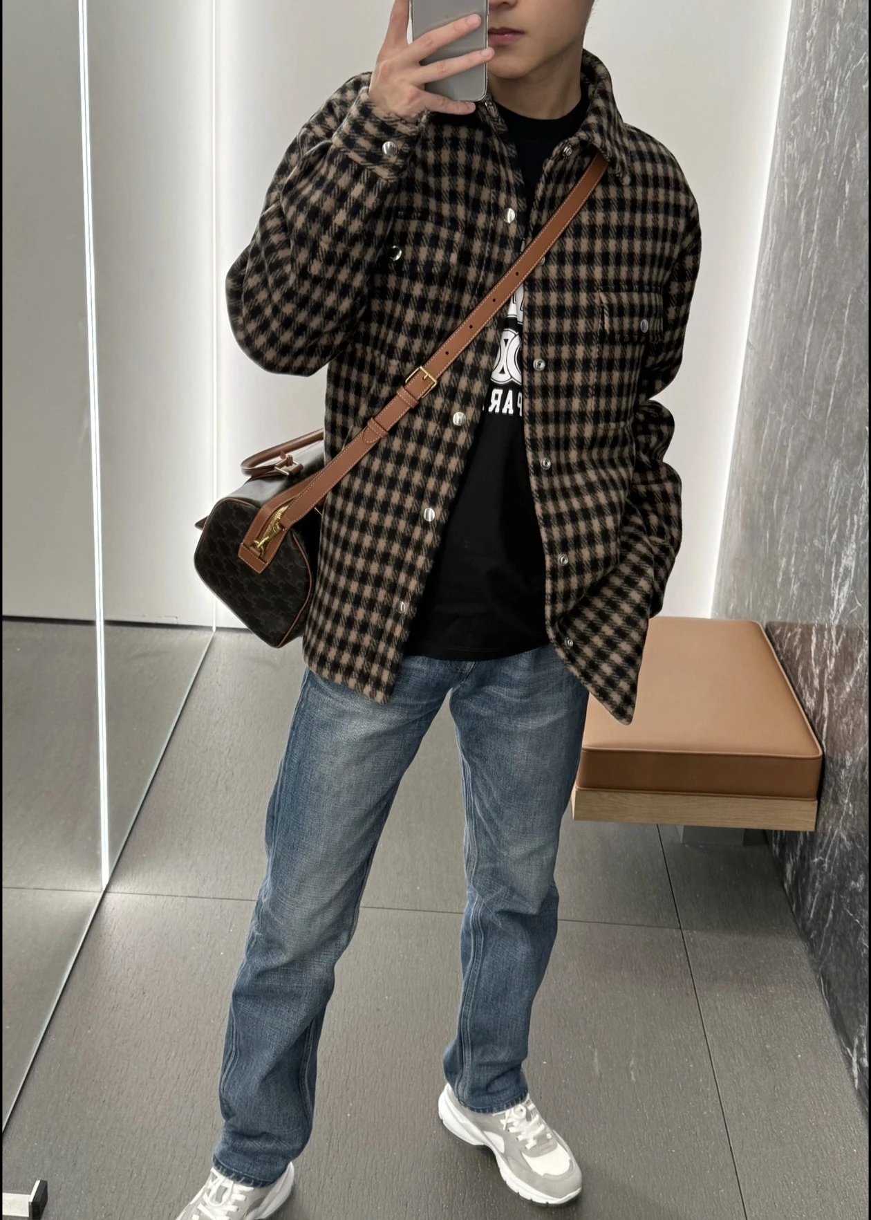 RD-C344 · Brown Checked Wool-Look Overshirt showcase view 20