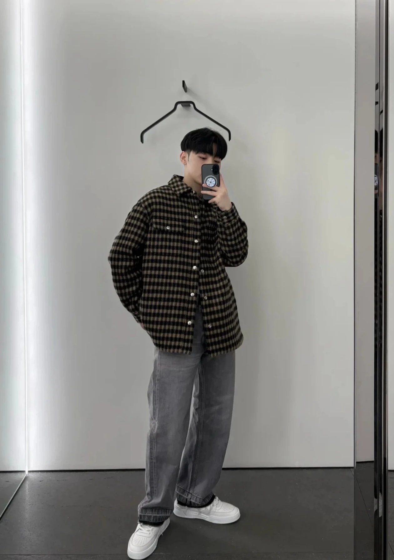 RD-C344 · Brown Checked Wool-Look Overshirt showcase view 13