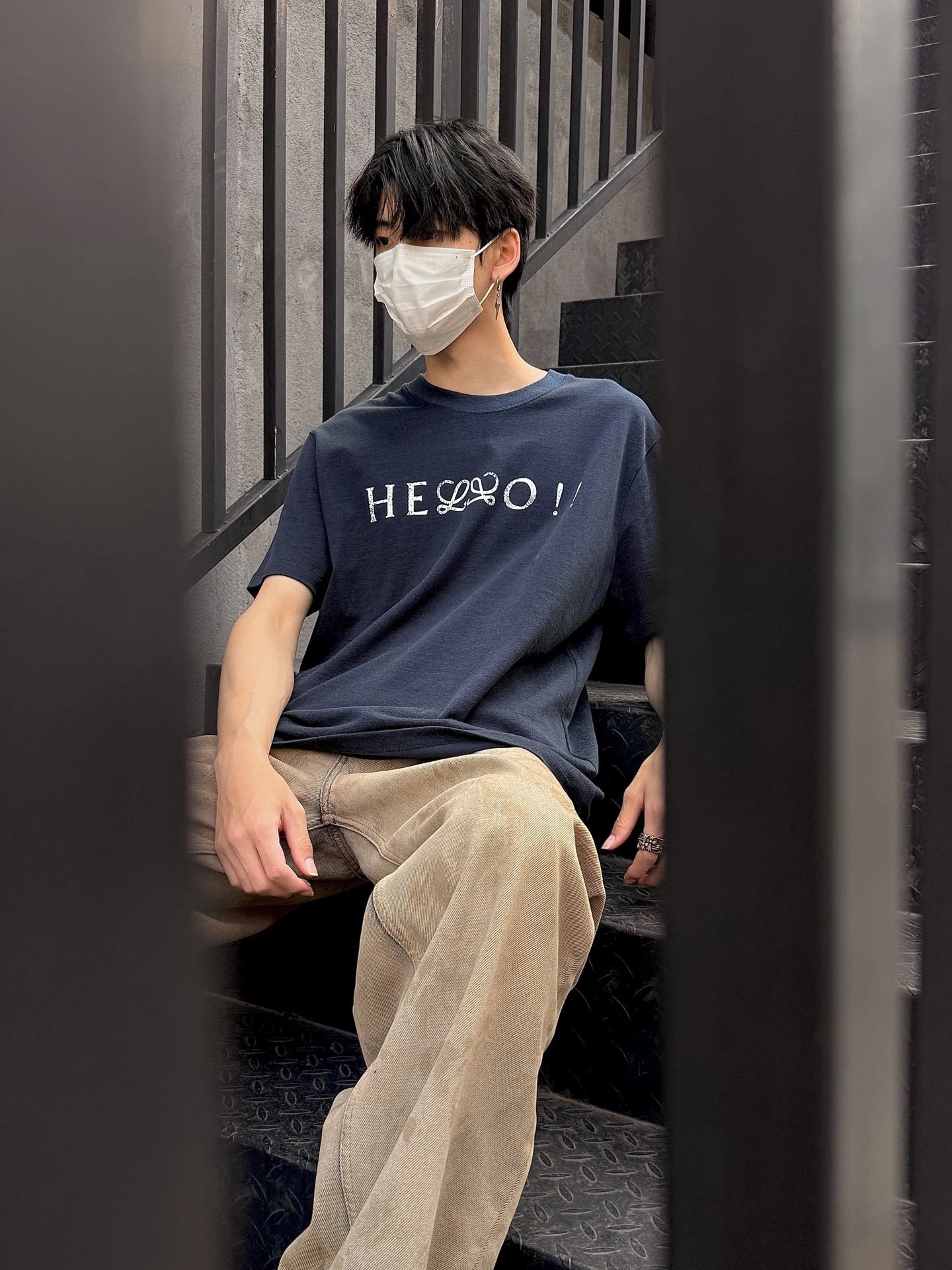RD-C181 · Letter-Print Cotton-Blend T-Shirt showcase view 3