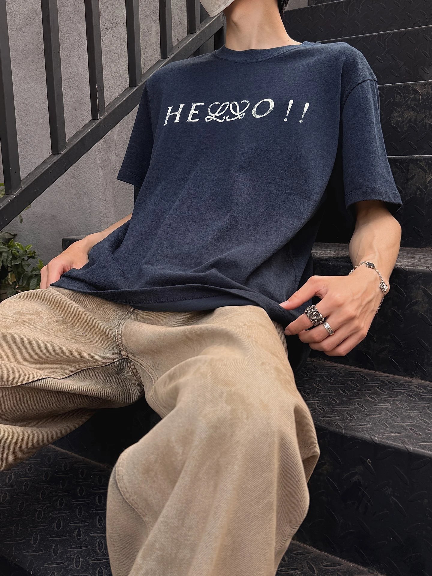 RD-C181 · Letter-Print Cotton-Blend T-Shirt showcase view 4
