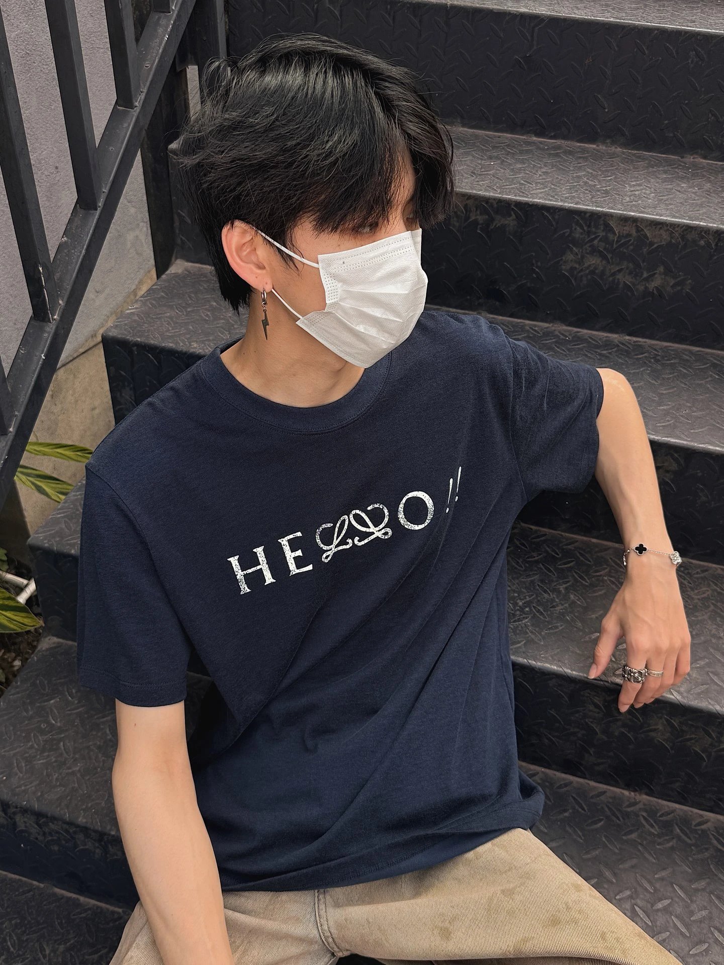 RD-C181 · Letter-Print Cotton-Blend T-Shirt showcase view 5